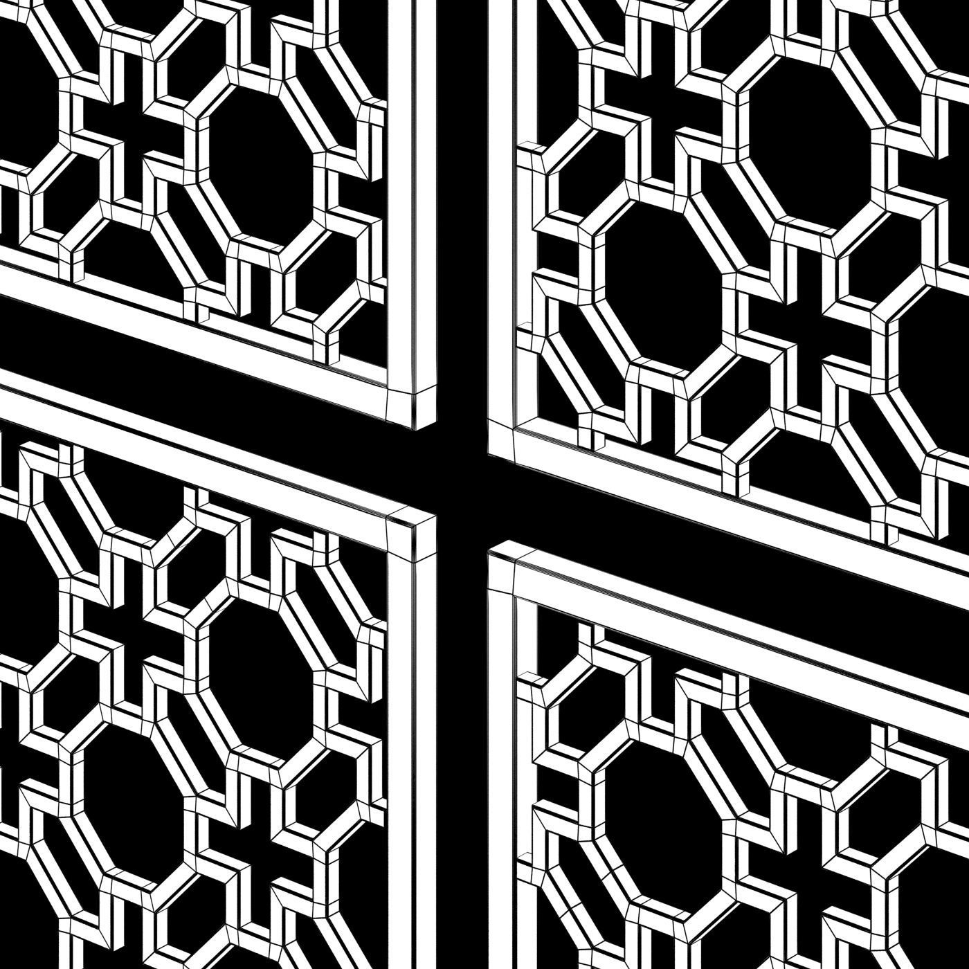 Arabic Islamic pattern wood decorative plaster 3D model_3