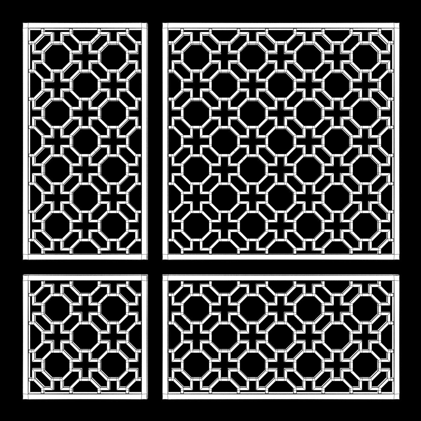 Arabic Islamic pattern wood decorative plaster 3D model_4