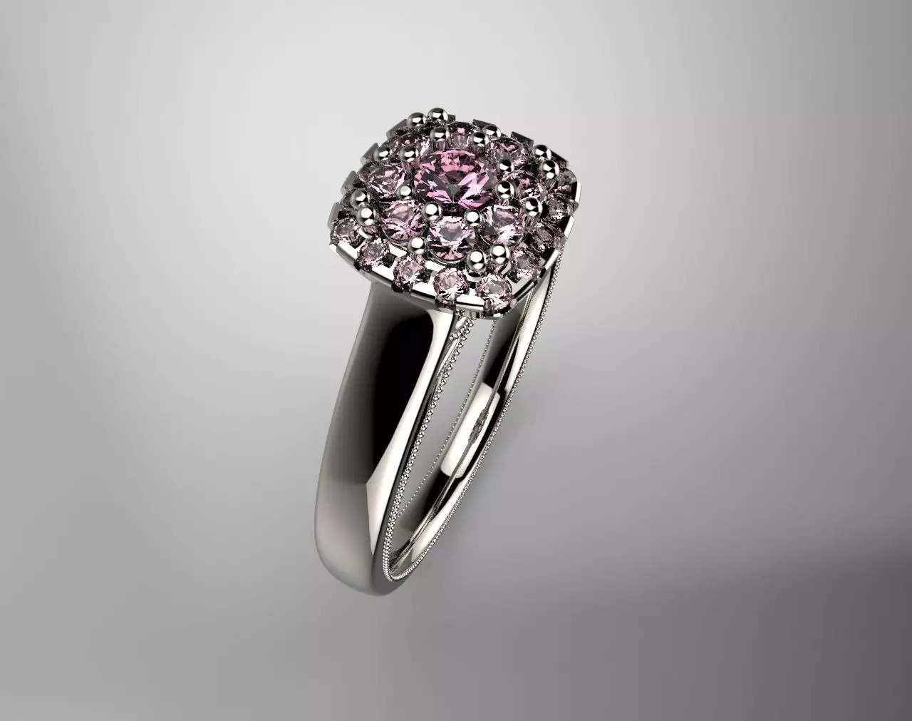 Diamond Cushion Halo Vintage Engagement Ring White Gold Free 3D print model
