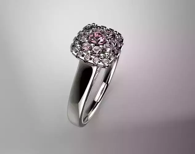 Diamond Cushion Halo Vintage Engagement Ring  White Gold