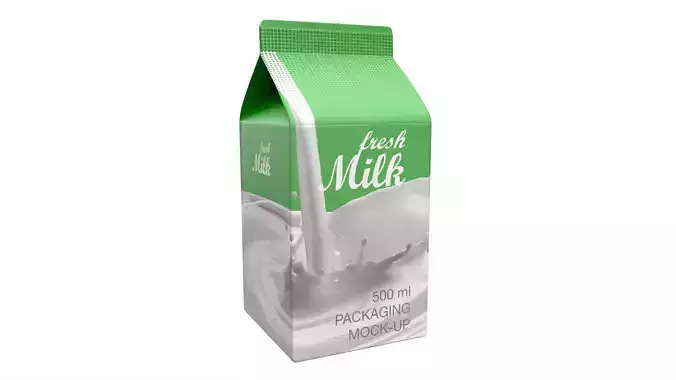Milk Packaging Box 500 ml Mockup 3D model
