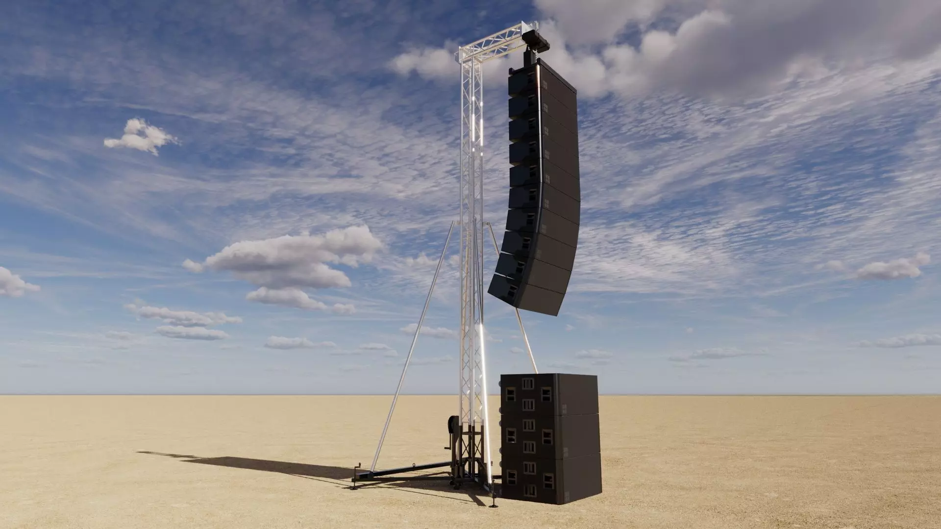 Concert Speaker Line Array Tower 3D model_0