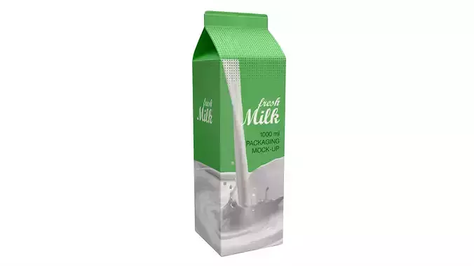 Milk Packaging Box 1000 ml Mockup 3D model