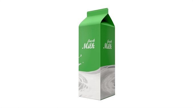 Milk Packaging Box 1000 ml Mockup 3D model 4