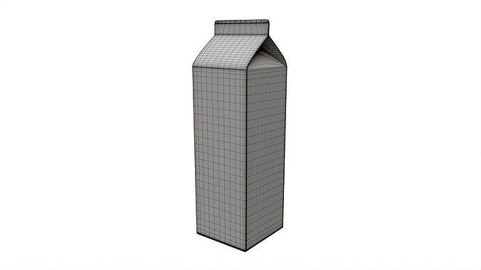 Milk Packaging Box 1000 ml Mockup 3D model 7