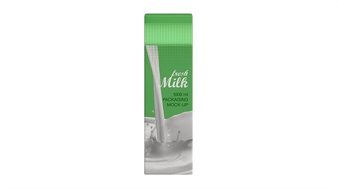 Milk Packaging Box 1000 ml Mockup 3D model 5