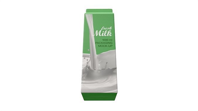 Milk Packaging Box 1000 ml Mockup 3D model 3