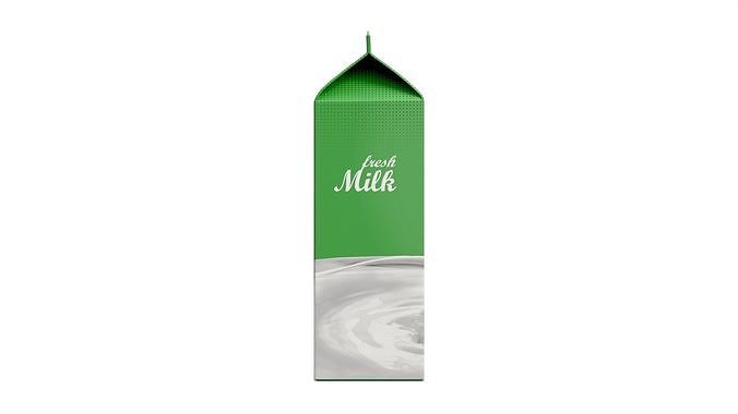 Milk Packaging Box 1000 ml Mockup 3D model 6