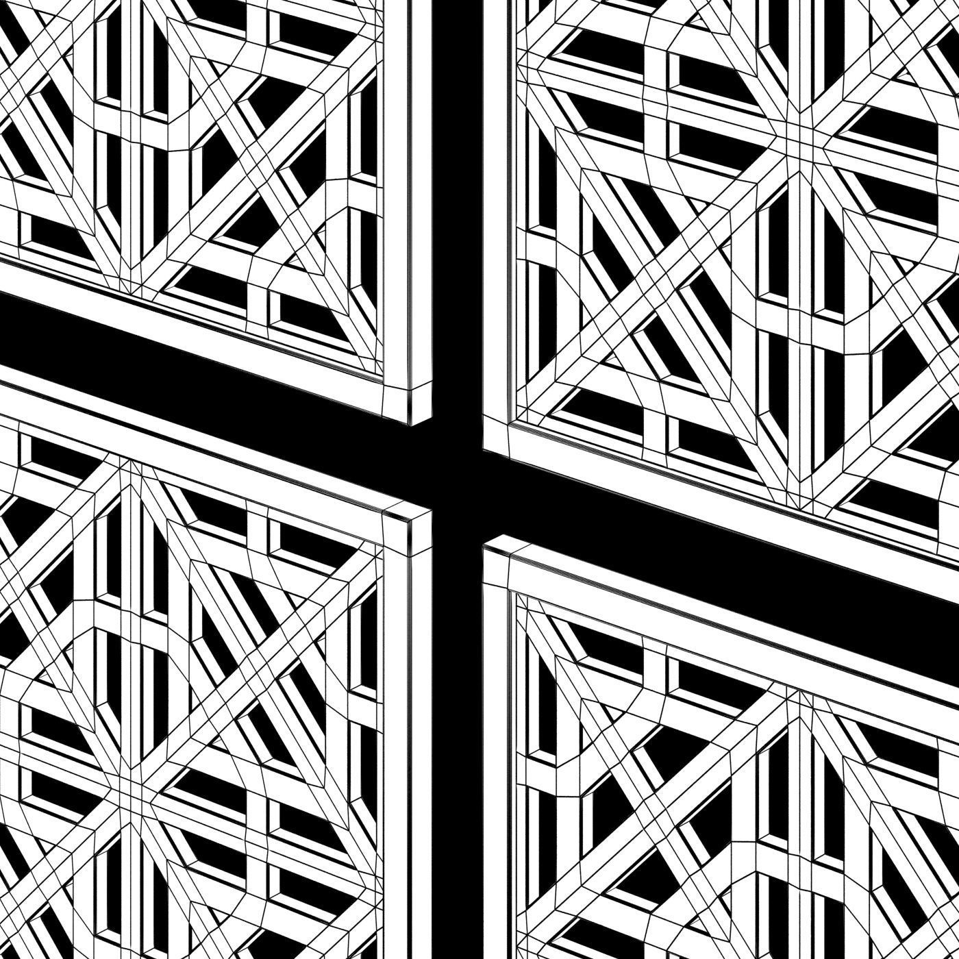 Arabic Islamic pattern wood decorative plaster 3D model_4