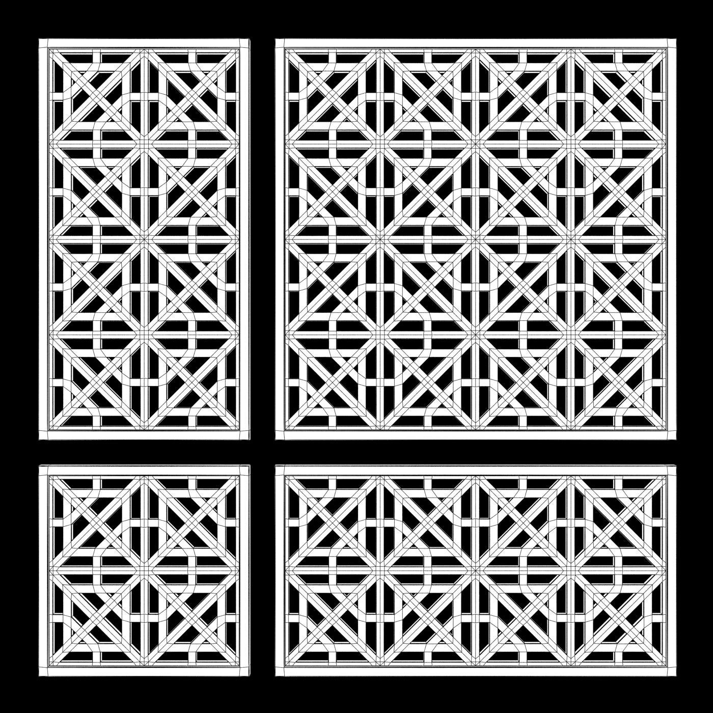 Arabic Islamic pattern wood decorative plaster 3D model_3