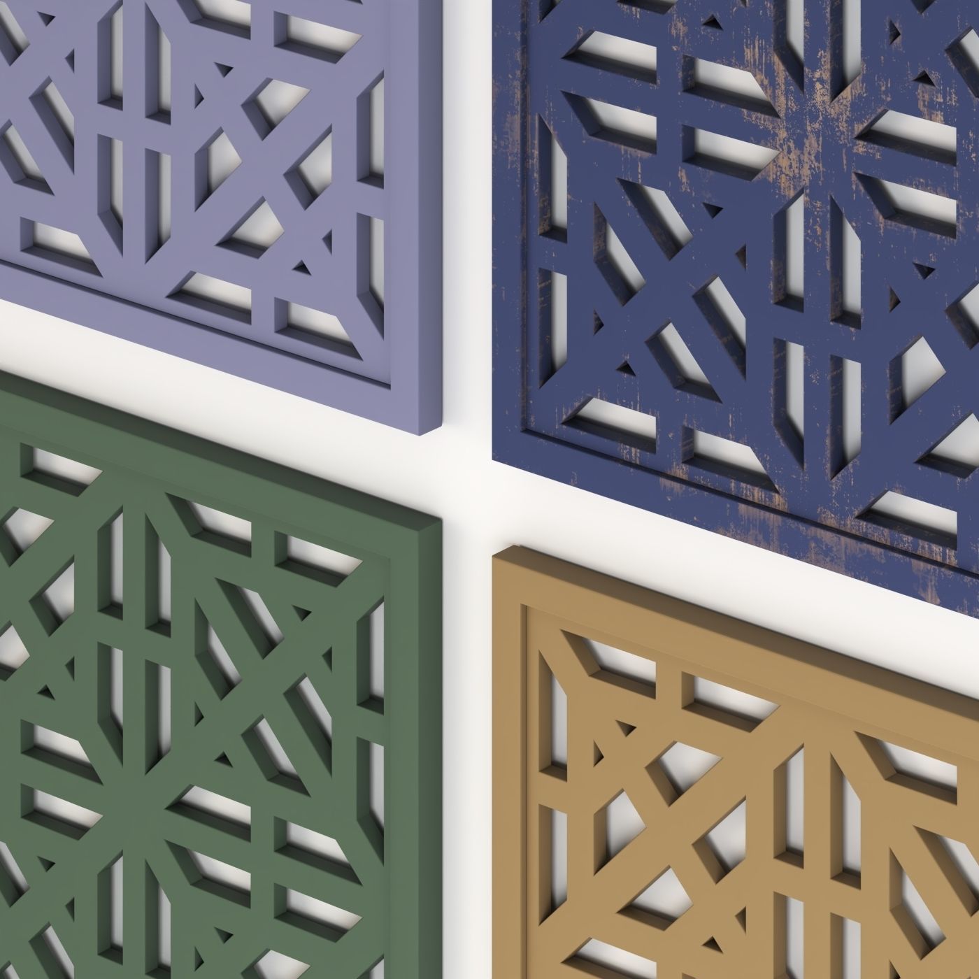 Arabic Islamic pattern wood decorative plaster 3D model_1