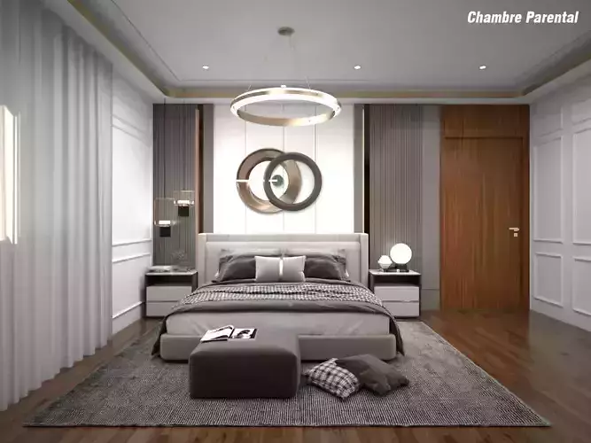Interior design for a complete villa designed in 3D 3D model
