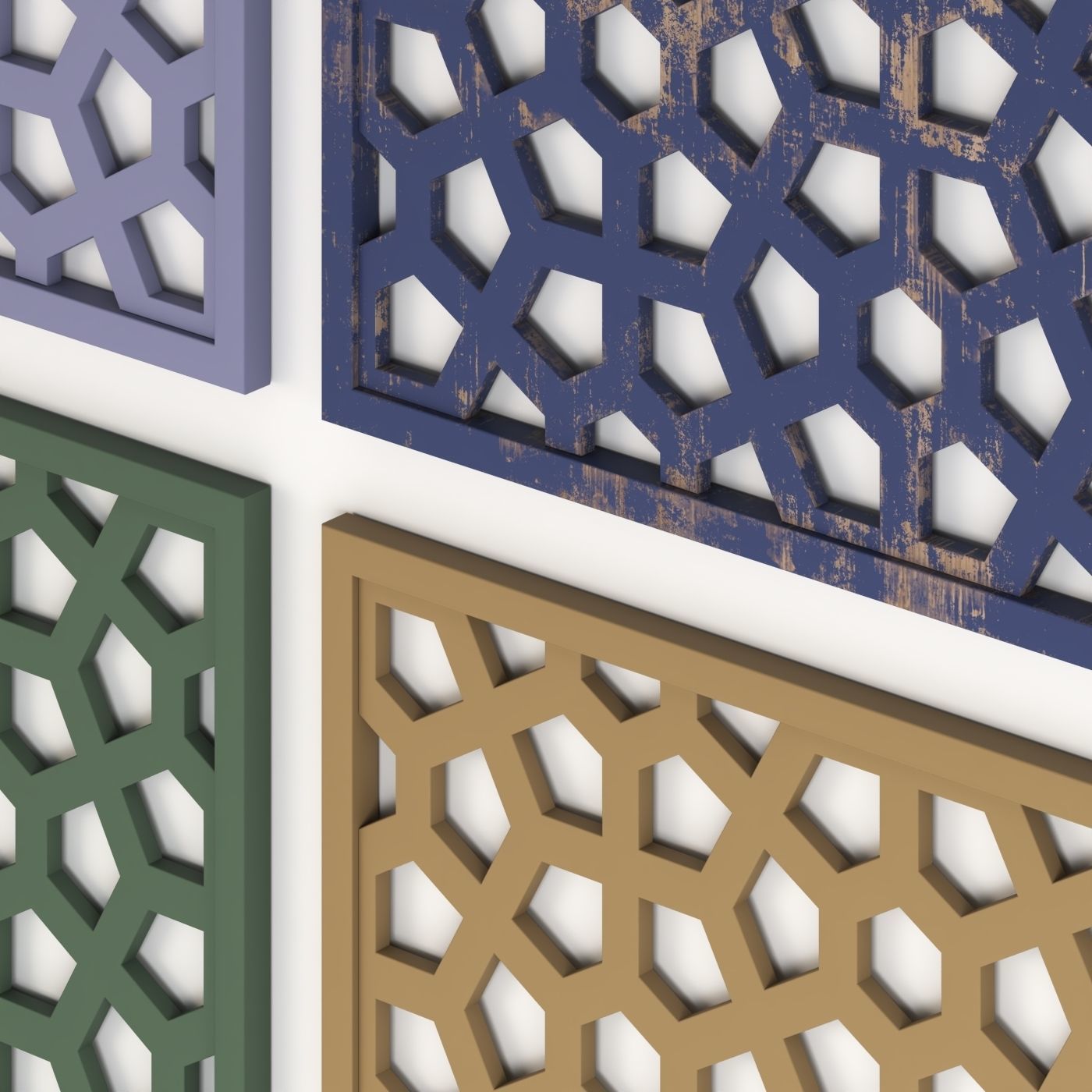 Arabic Islamic pattern wood decorative plaster 3D model_1