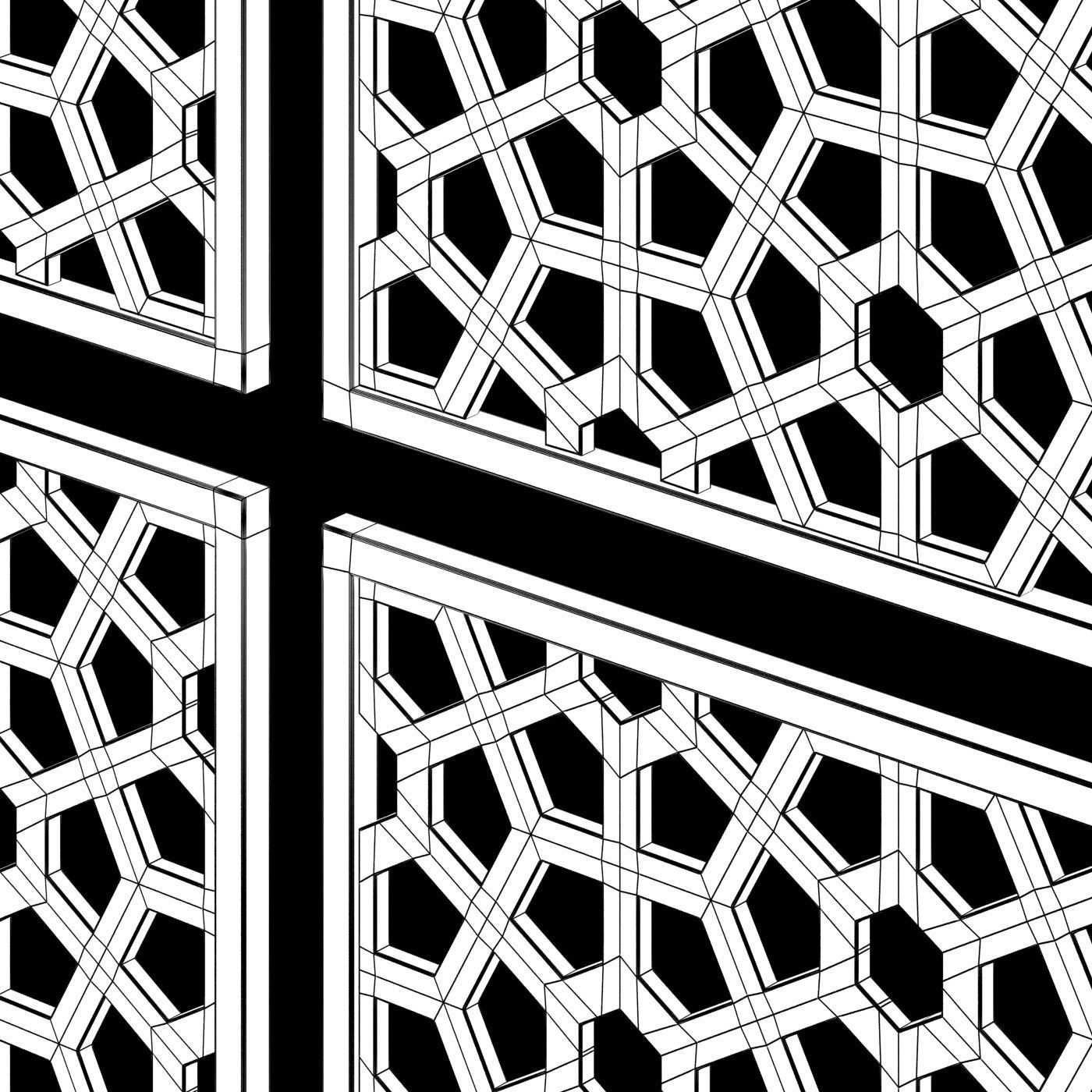Arabic Islamic pattern wood decorative plaster 3D model_5