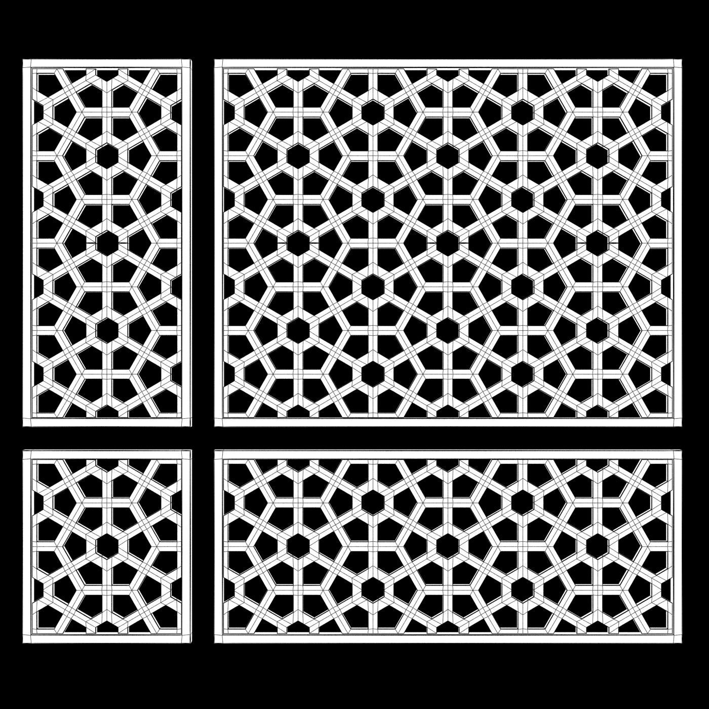 Arabic Islamic pattern wood decorative plaster 3D model_3