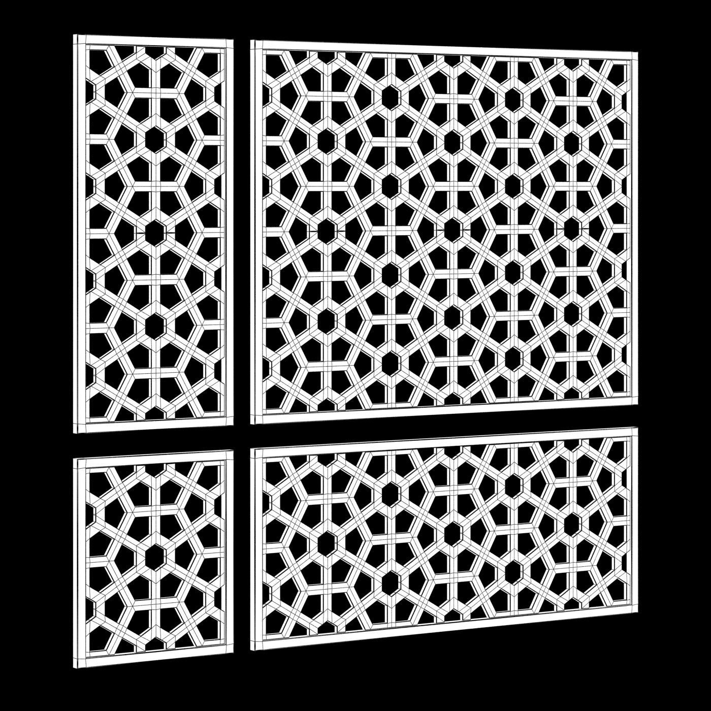 Arabic Islamic pattern wood decorative plaster 3D model_4