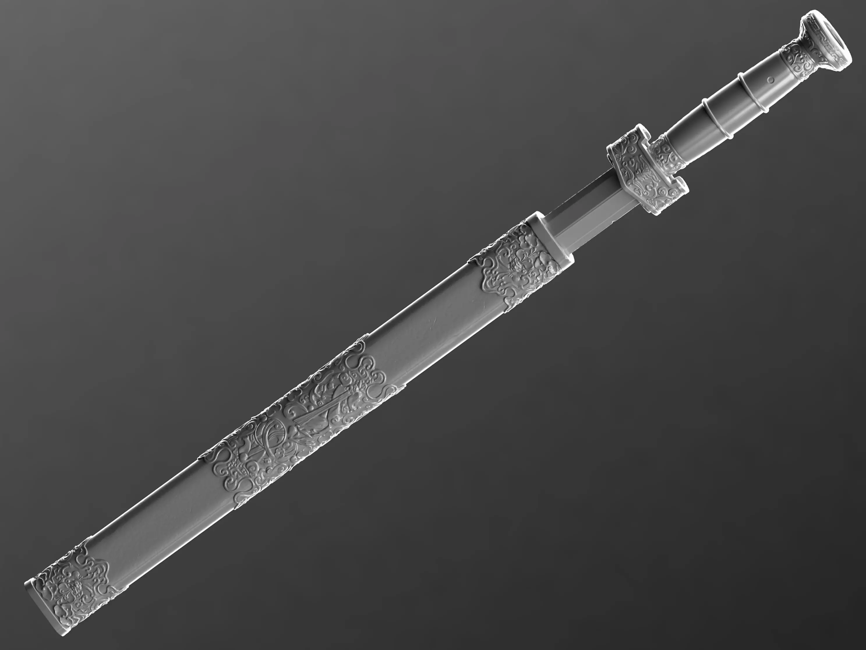 Realistic High Poly Japanese Katana 3D Model 3D model_1