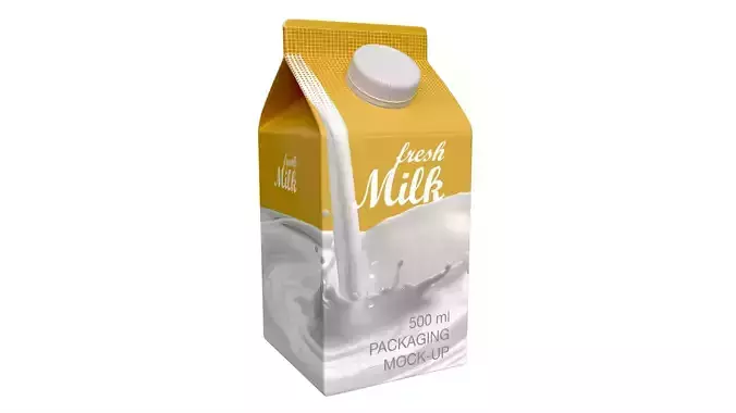 Milk Packaging Box with Cap 500 ml Mockup 02 3D model