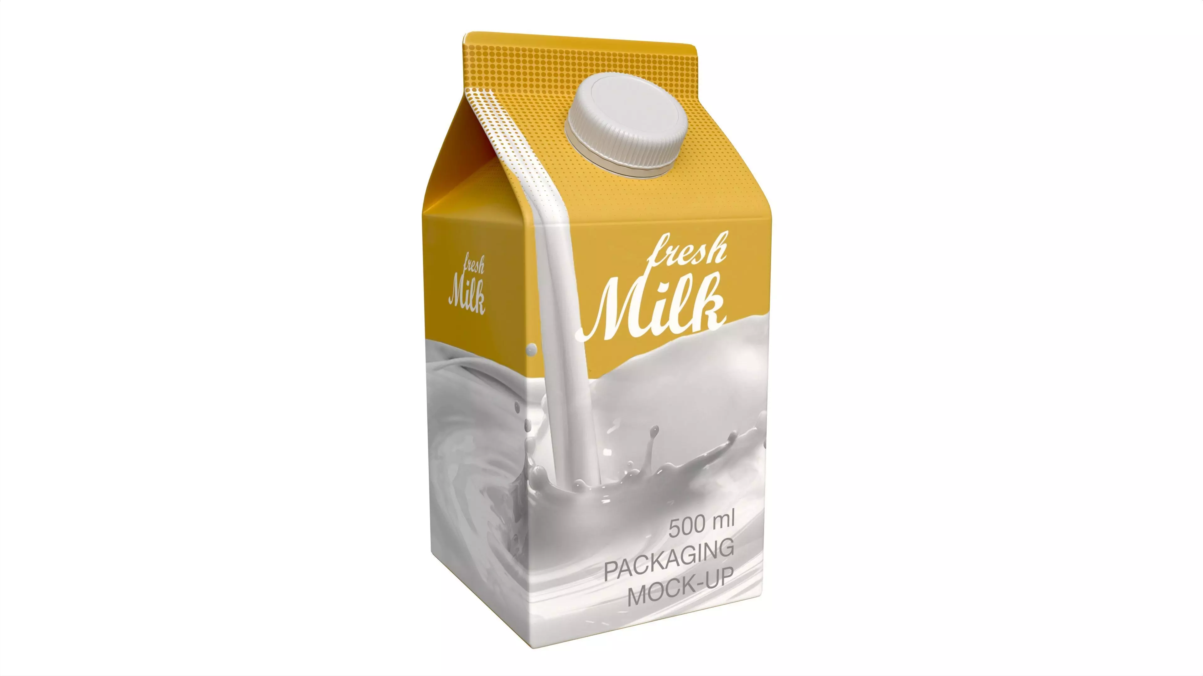 Milk Packaging Box with Cap 500 ml Mockup 02 3D model