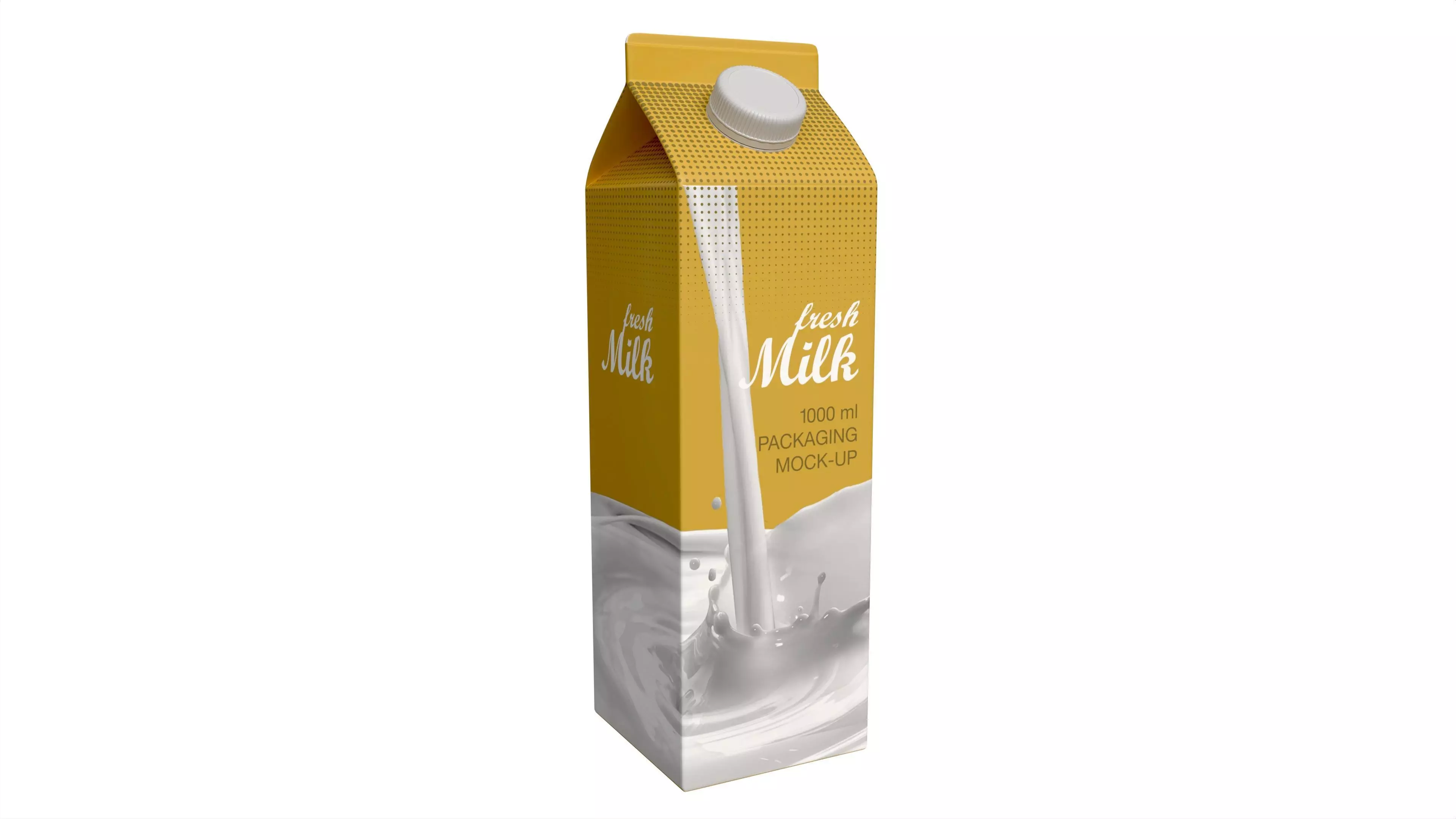 Milk Packaging Box with Cap 1000 ml Mockup 3D model