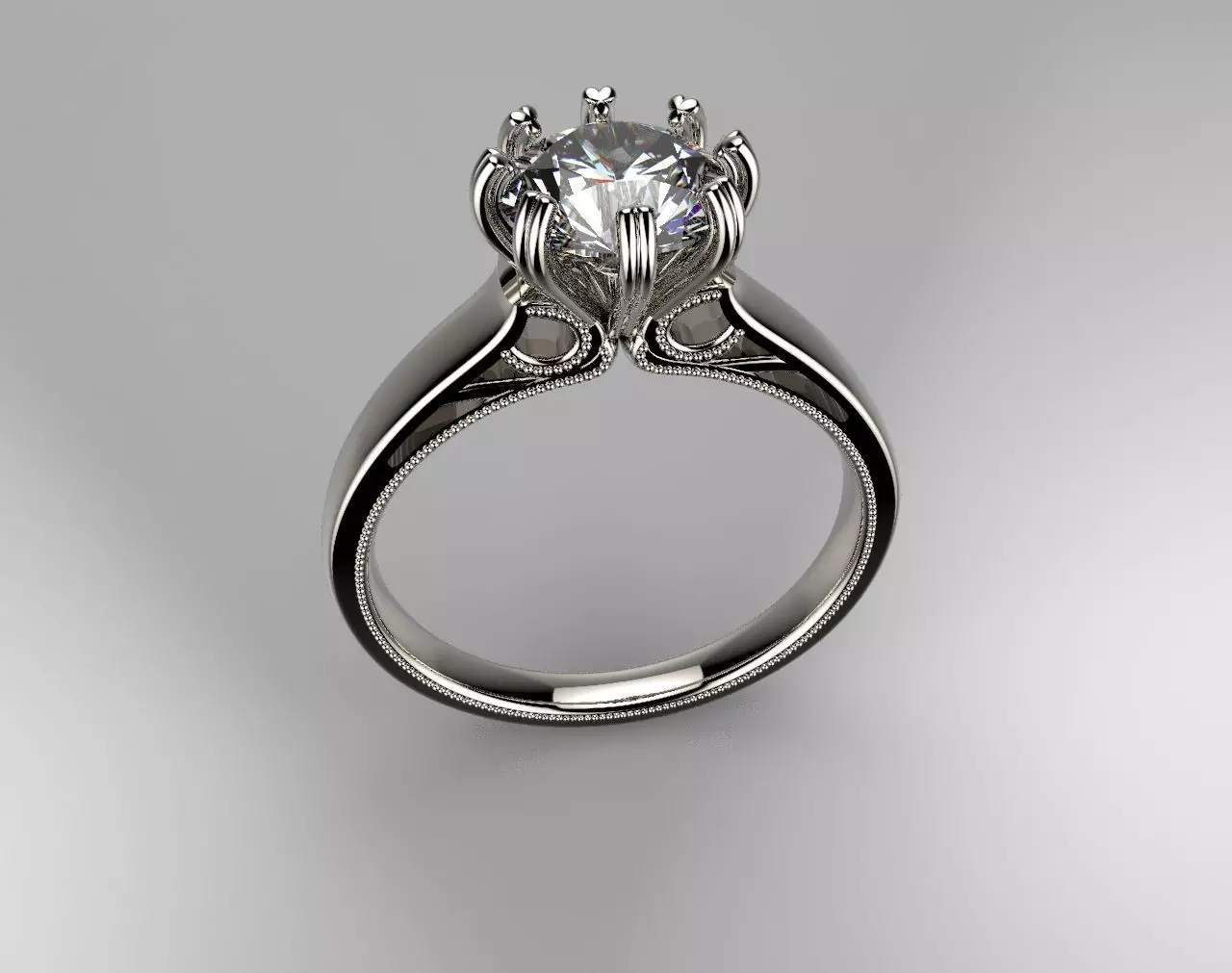 Eight Prong Diamond engagement ring 3D print model