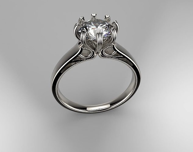 Eight Prong Diamond engagement ring 3D print model
