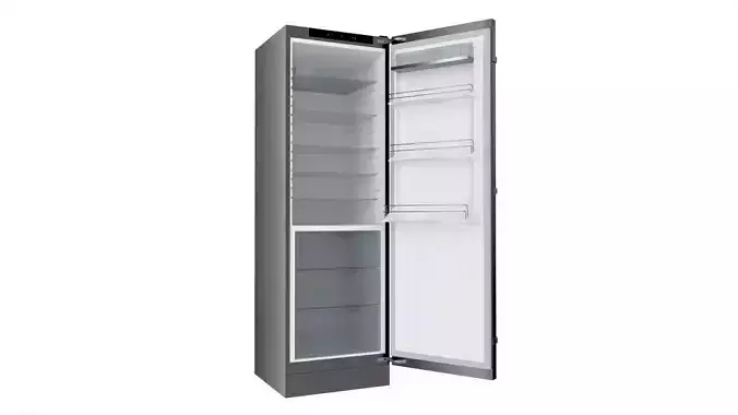 Free-standing refrigerator opened
