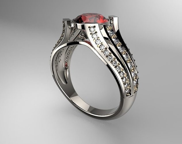 Solitaire Ring for Women Sterling Silver  3D print model