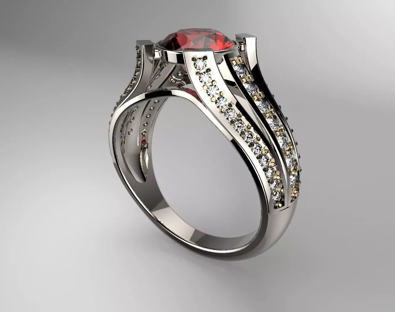 Solitaire Ring for Women Sterling Silver 3D print model