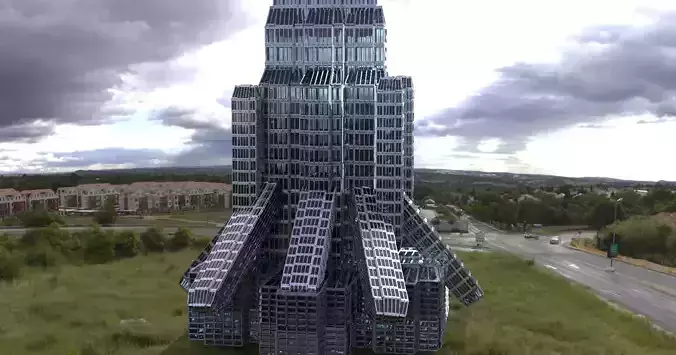 Cyberpunk Tower Grid politicians Grand Tower 3D model