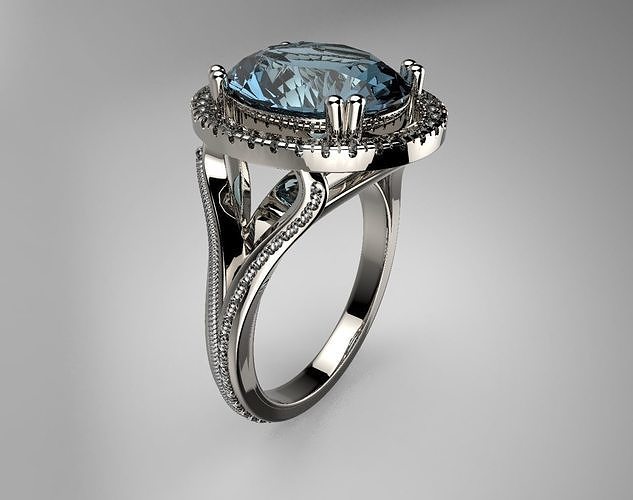 Sapphire  engagement ring 3D print model