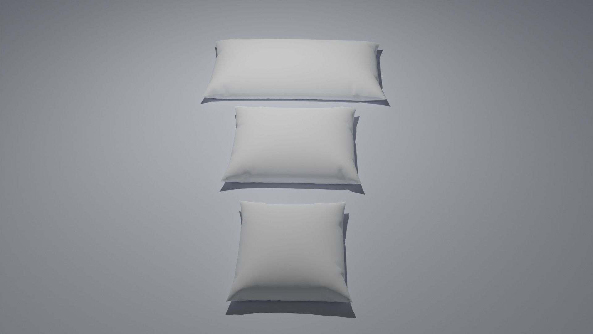 Pillows Set White Low-poly 3D model_1
