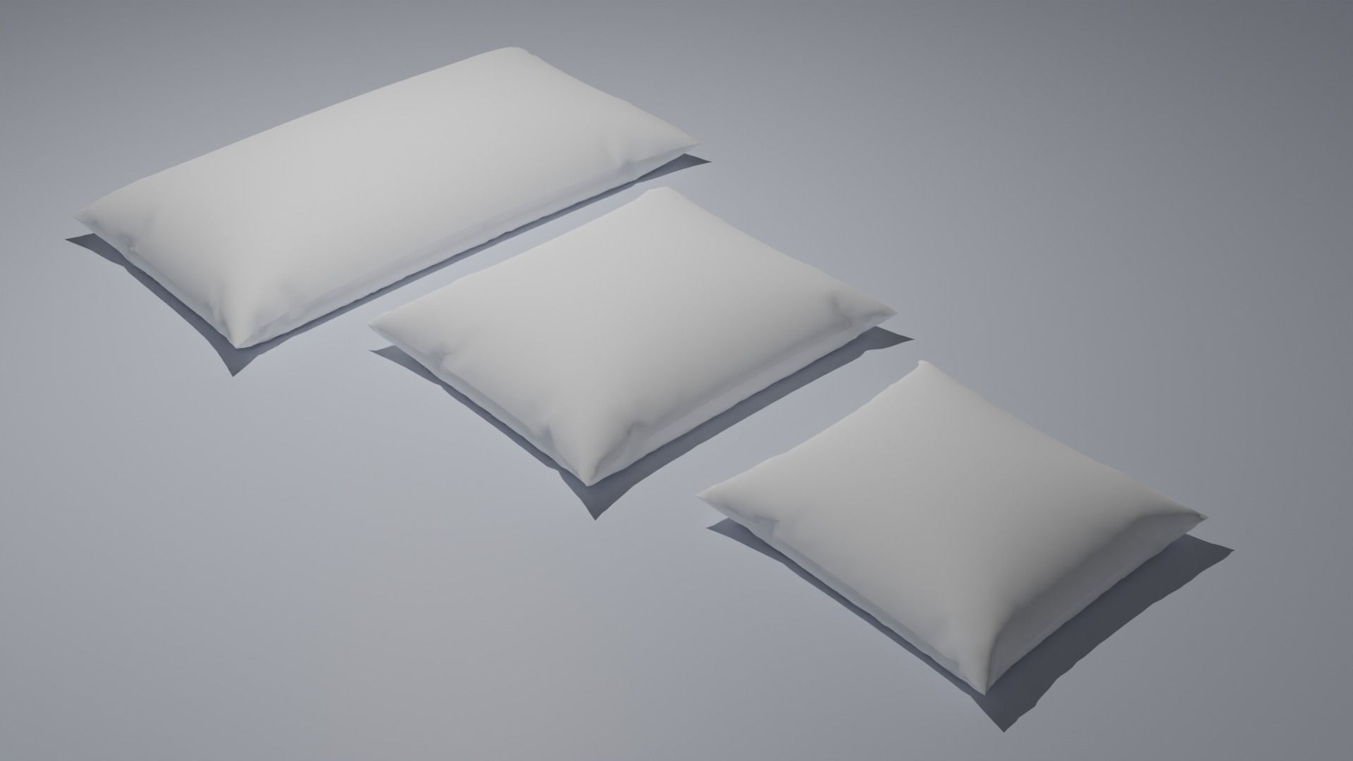 Pillows Set White Low-poly 3D model_2