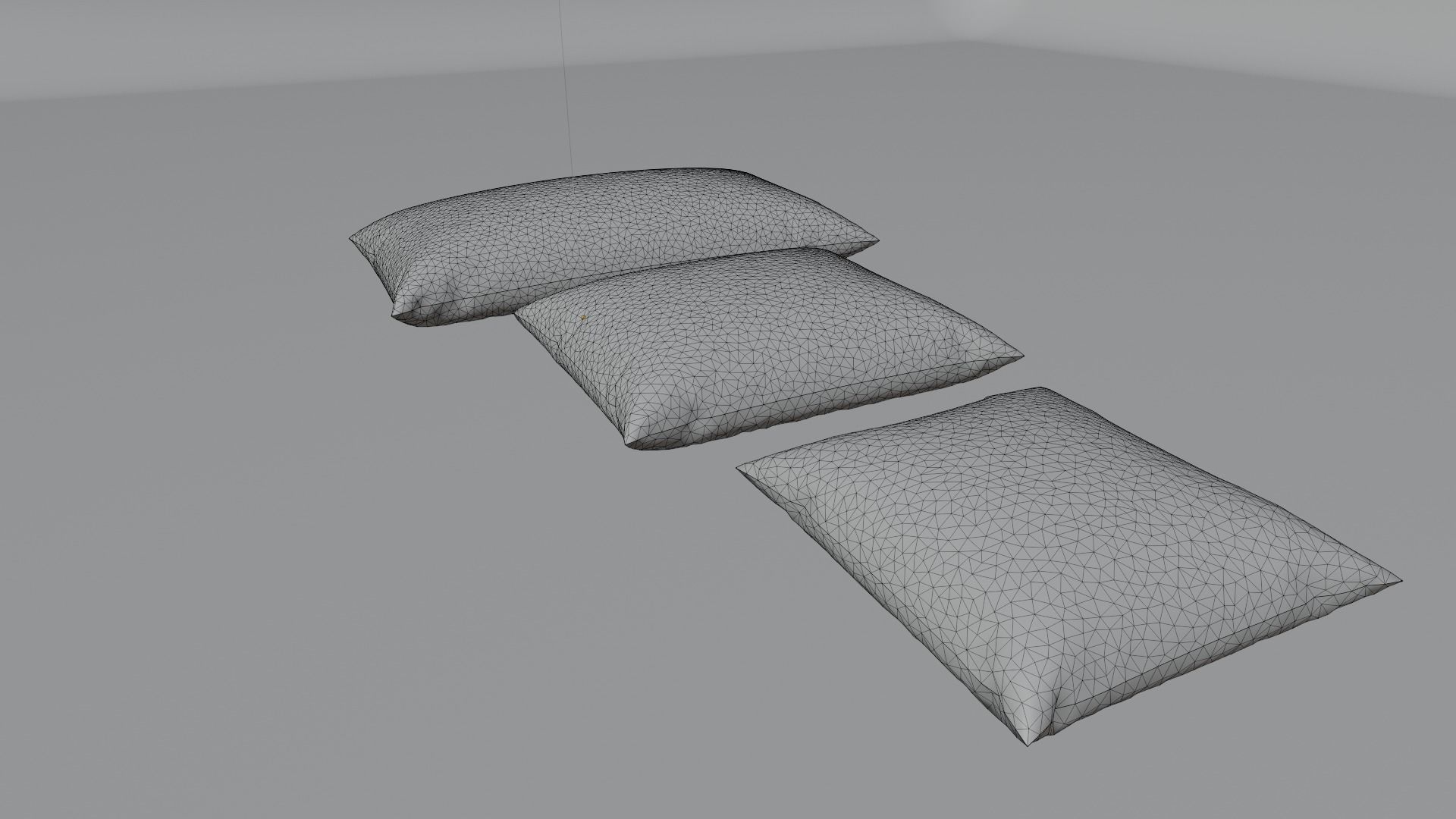 Pillows Set White Low-poly 3D model_5