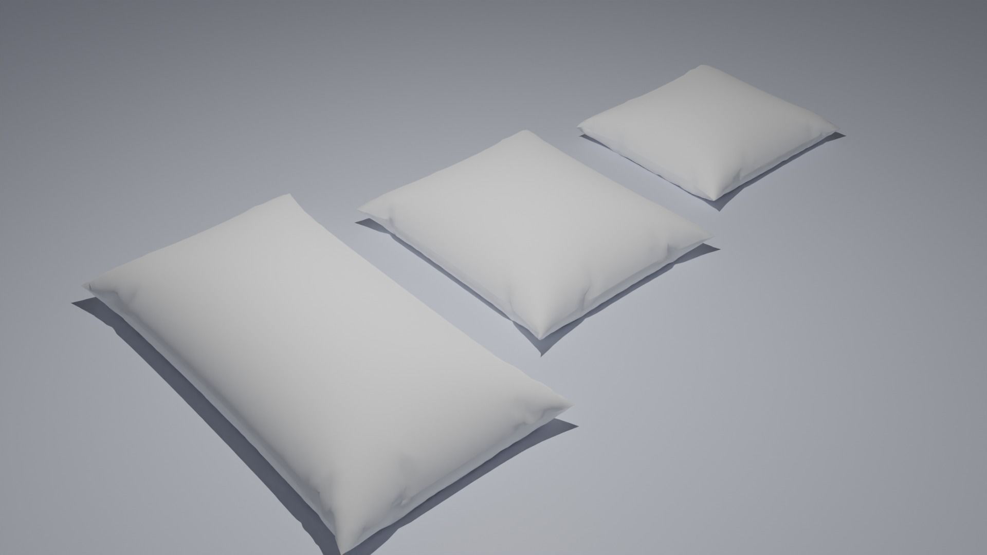 Pillows Set White Low-poly 3D model_4