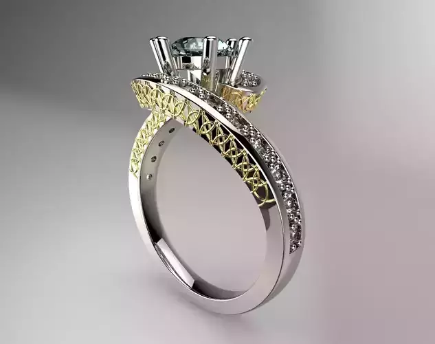 White Gold Blue Topaz and Diamond engagement ring