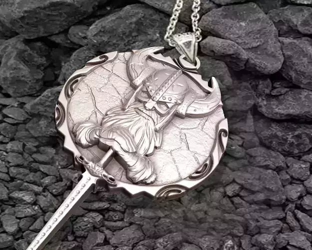 Viiking helmet pendant warrior man
