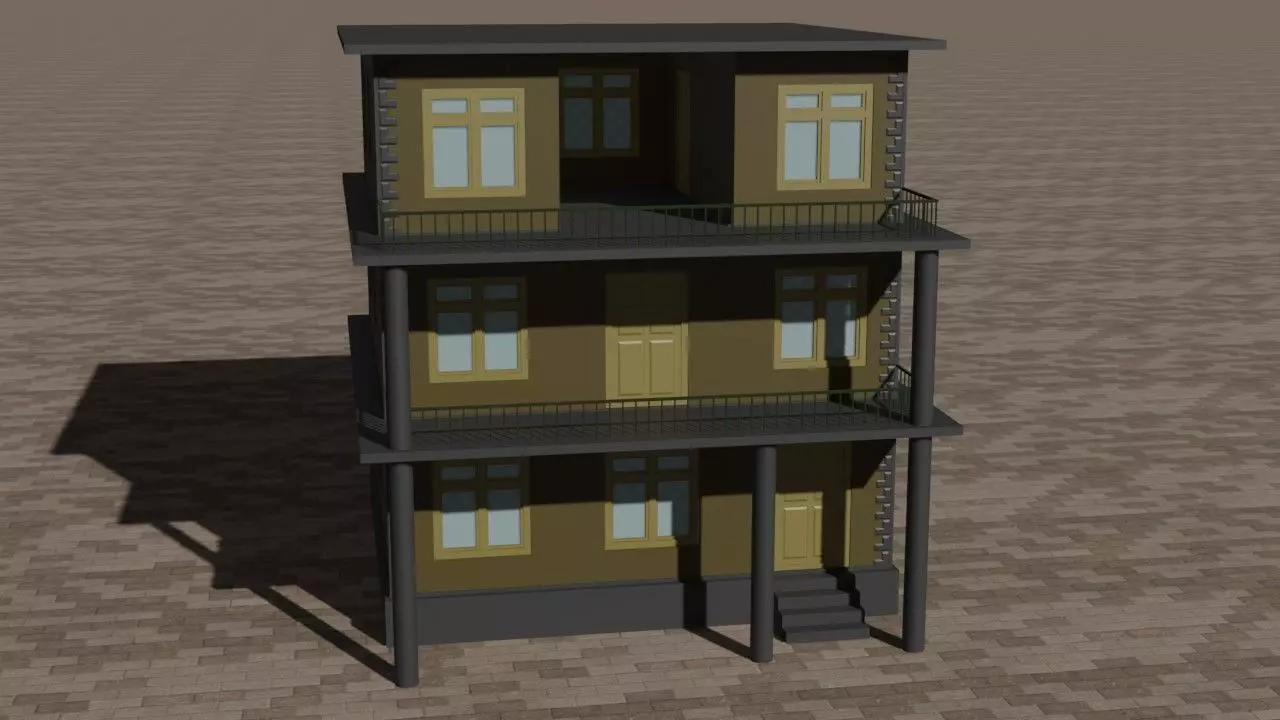 City house low-poly Free 3D model