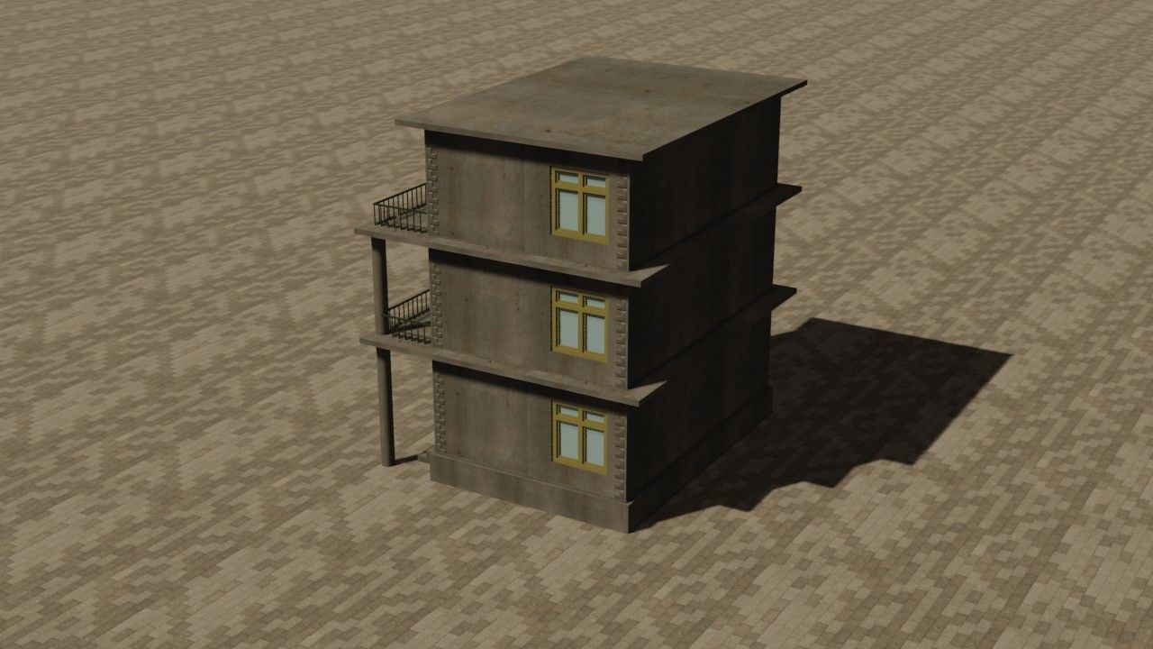 City house low-poly Low-poly 3D model_1