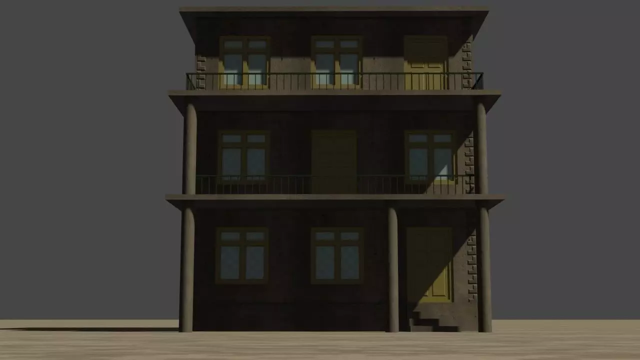 City house low-poly Low-poly 3D model_0