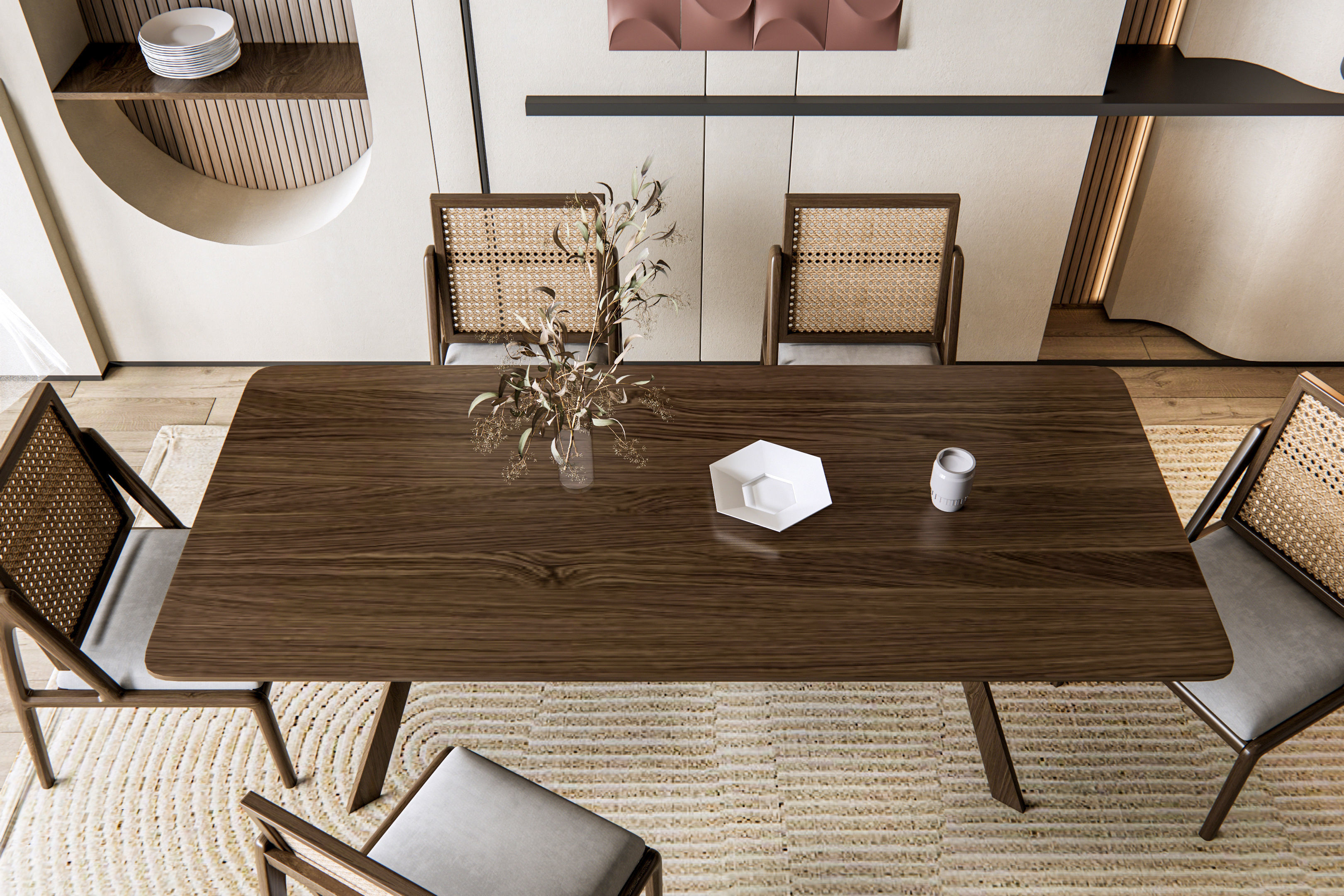 Dining room interior Dining wall Dining table full scene 03 3D model_13