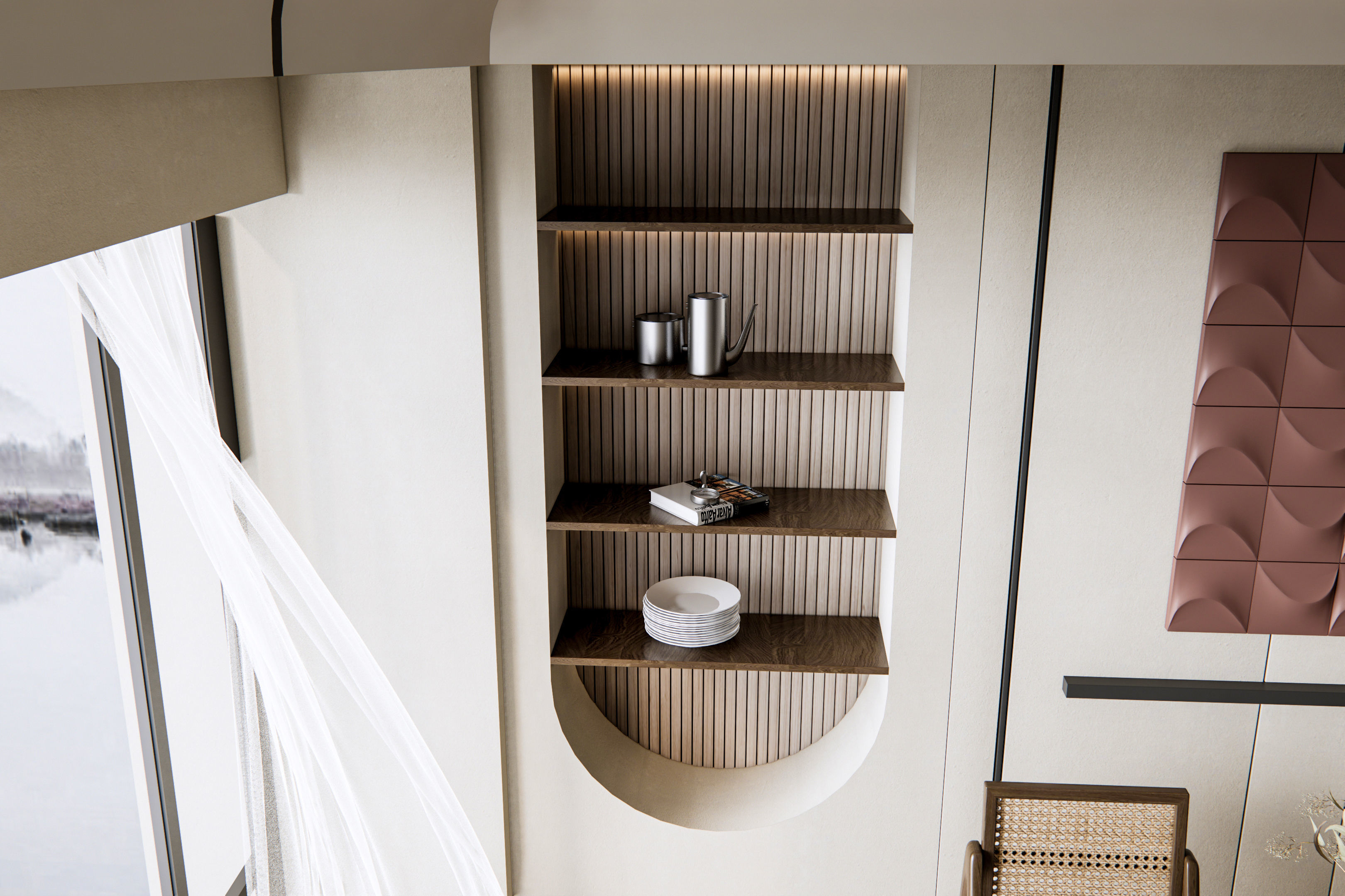 Dining room interior Dining wall Dining table full scene 03 3D model_4