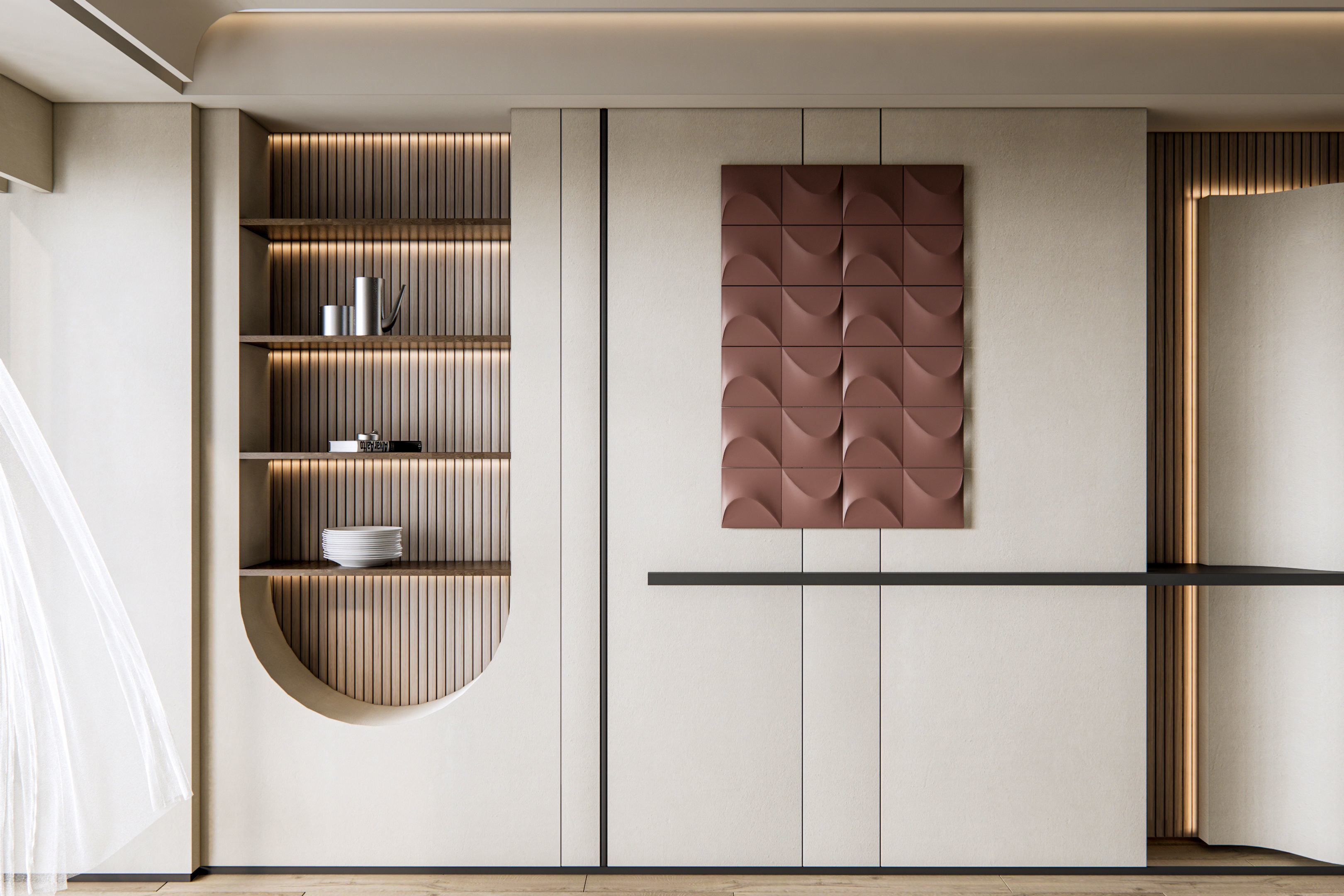 Dining room interior Dining wall Dining table full scene 03 3D model_16