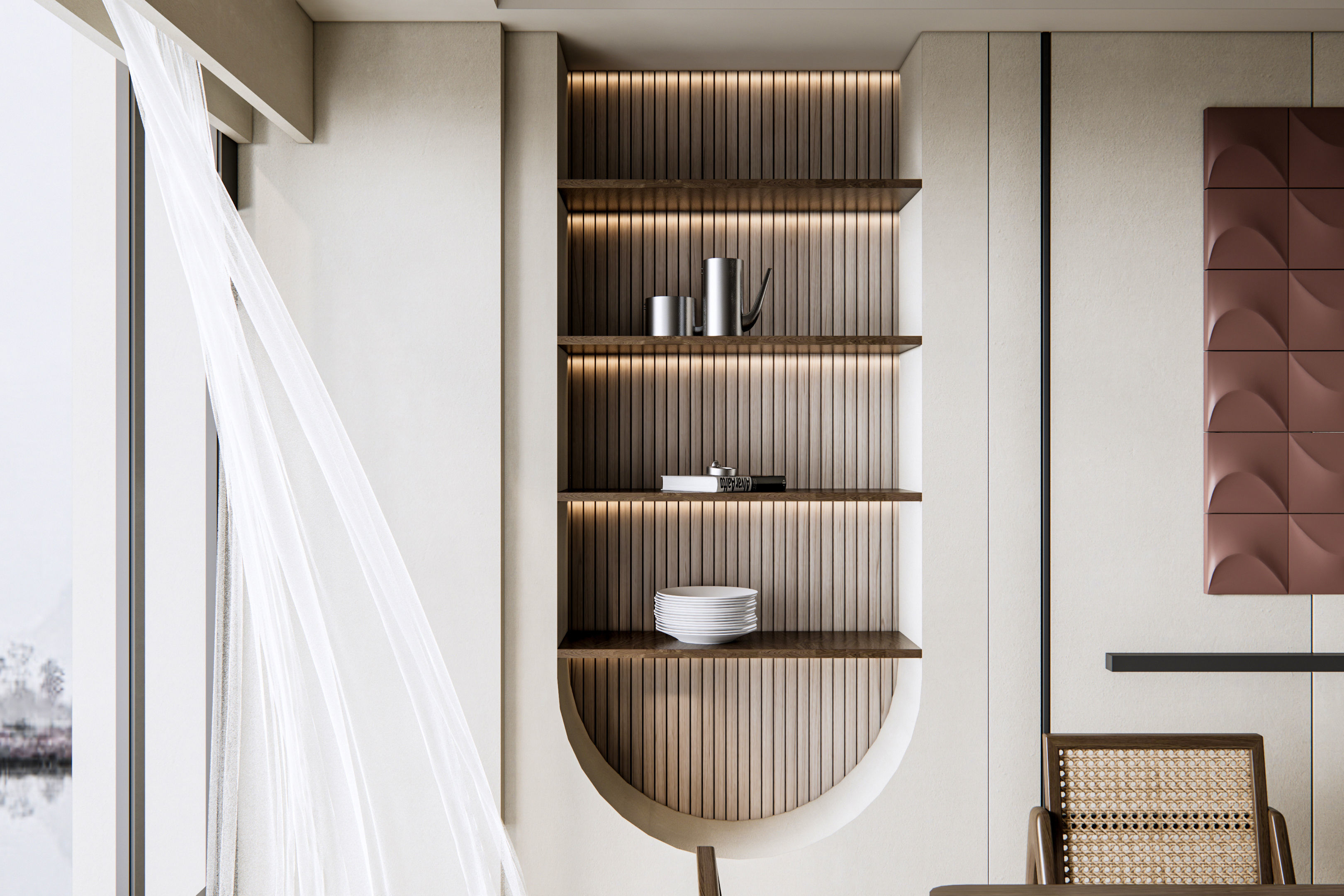 Dining room interior Dining wall Dining table full scene 03 3D model_2