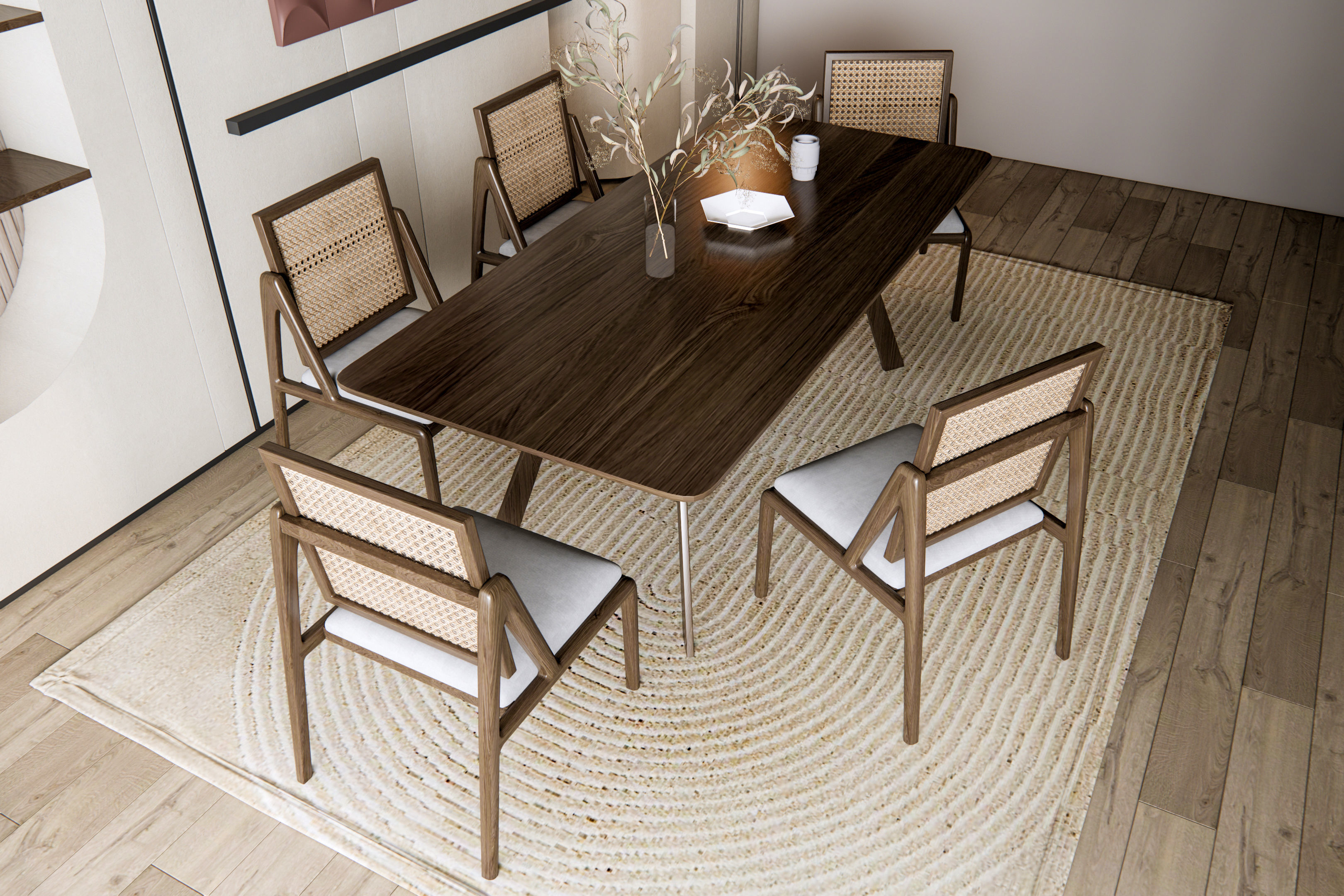 Dining room interior Dining wall Dining table full scene 03 3D model_17