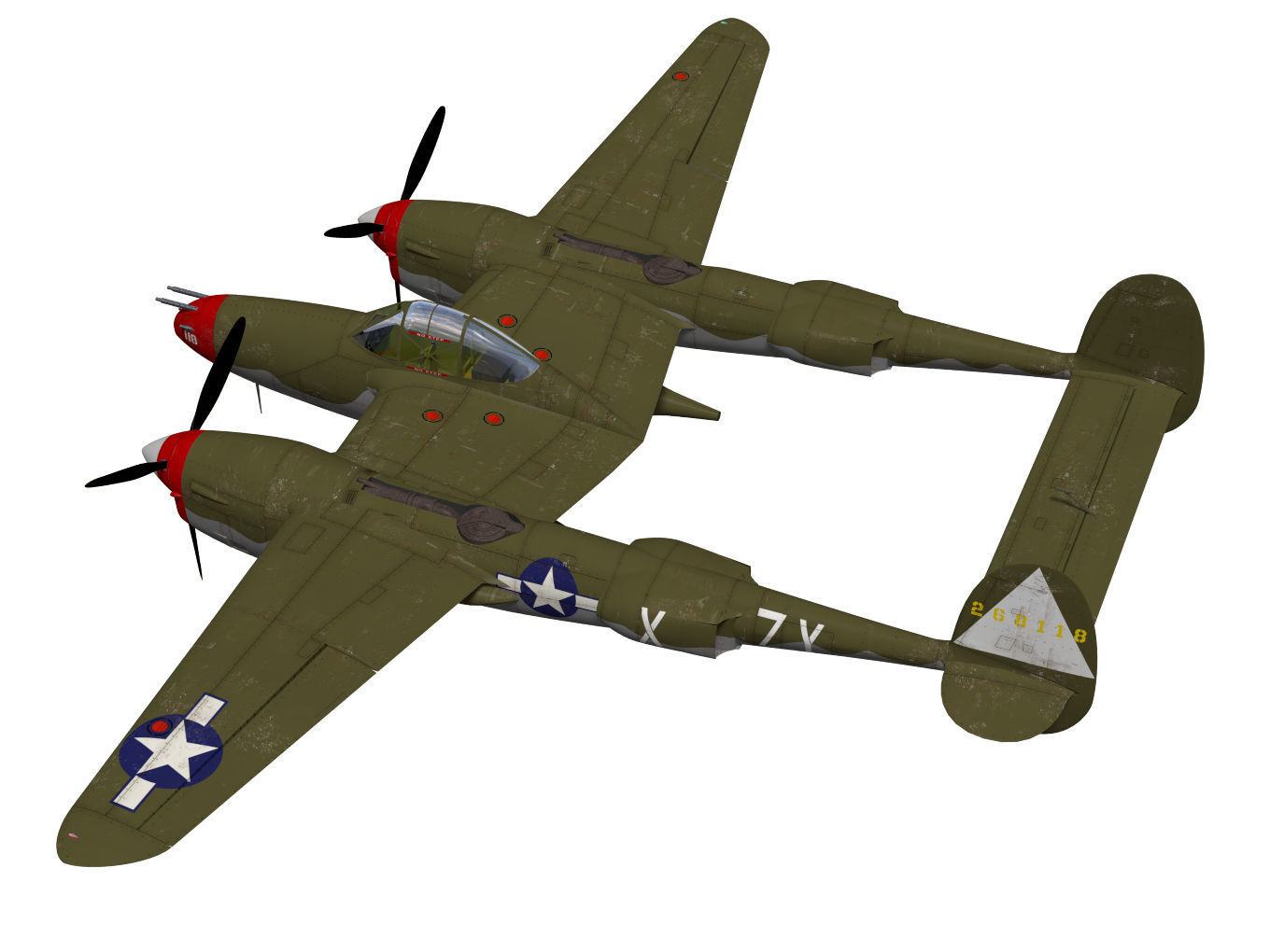 Lockheed P-38J Lightning 3D model_1