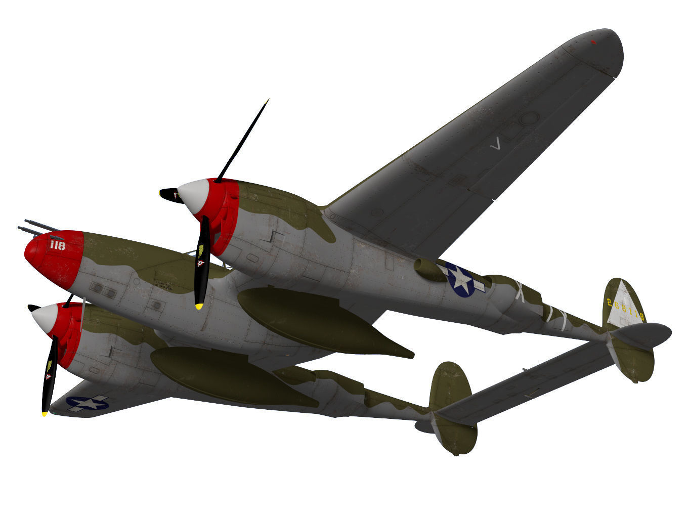 Lockheed P-38J Lightning 3D model_3