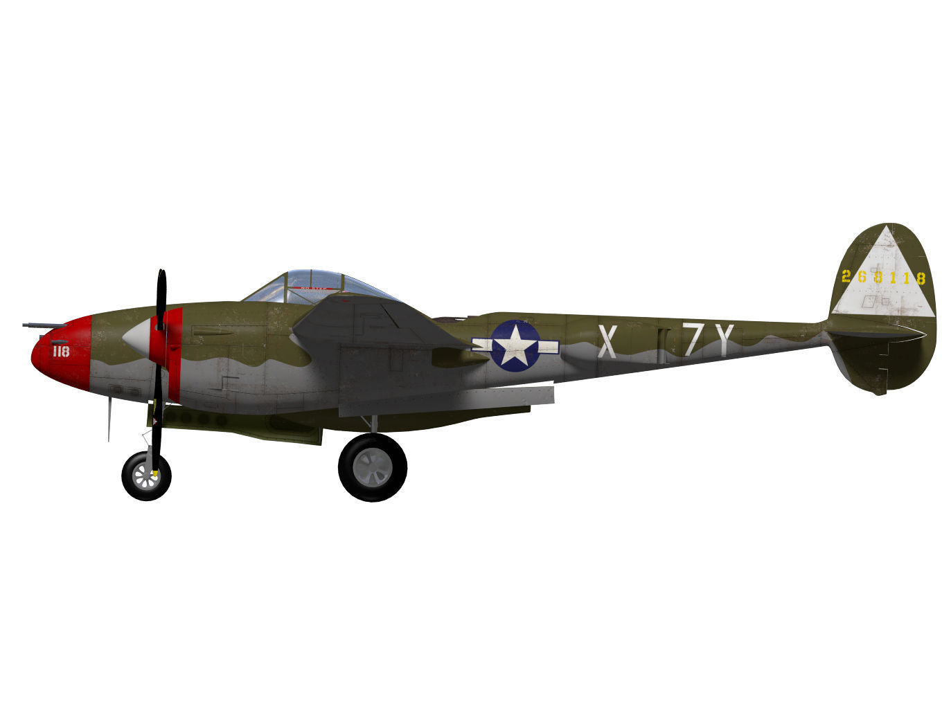 Lockheed P-38J Lightning 3D model_9
