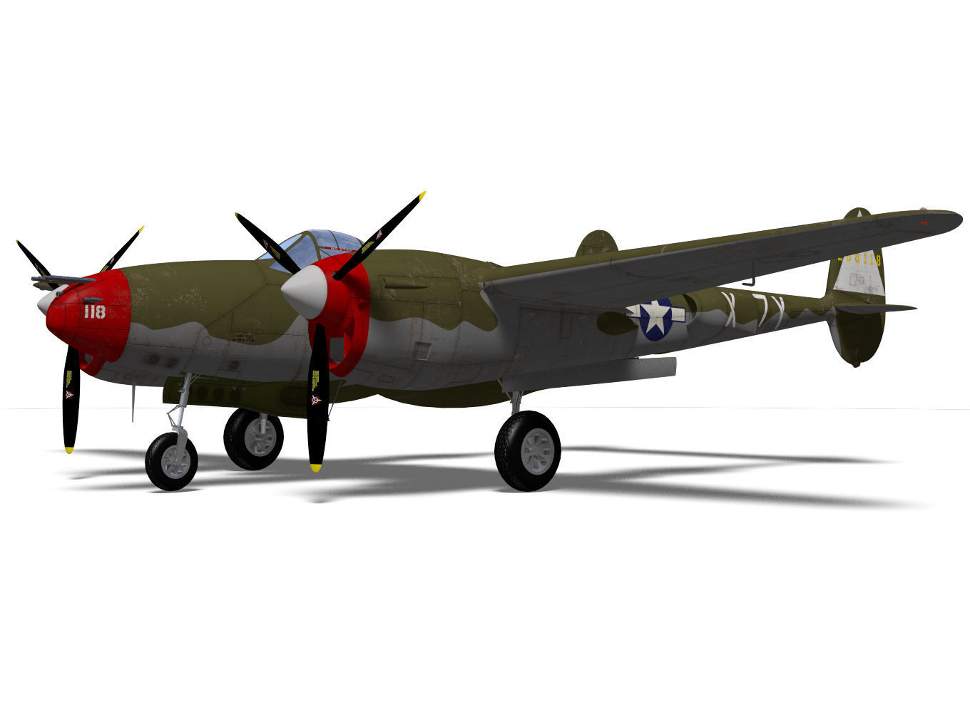 Lockheed P-38J Lightning 3D model_5