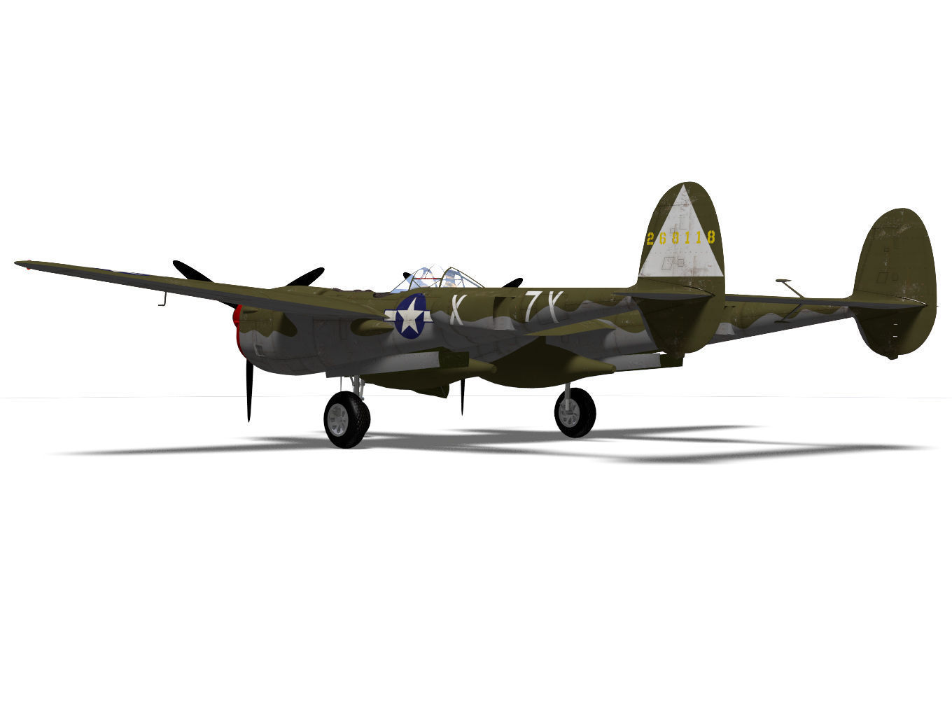Lockheed P-38J Lightning 3D model_6